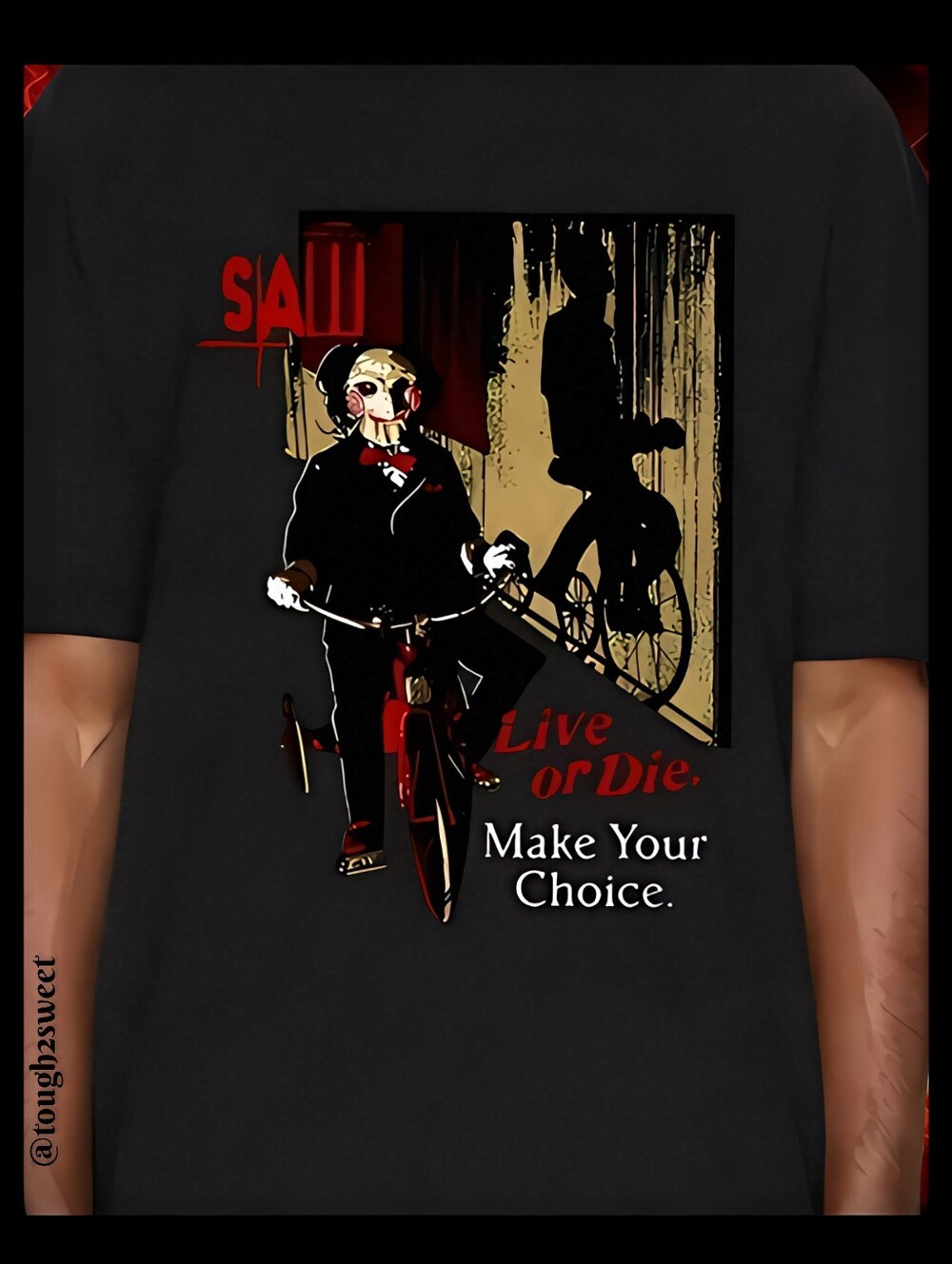 🆕️LAST 1🗡️SAW "LIVE OR DIE, MAKE YOUR CHOICE" HORROR GRAPHIC MEN'S XL TEE